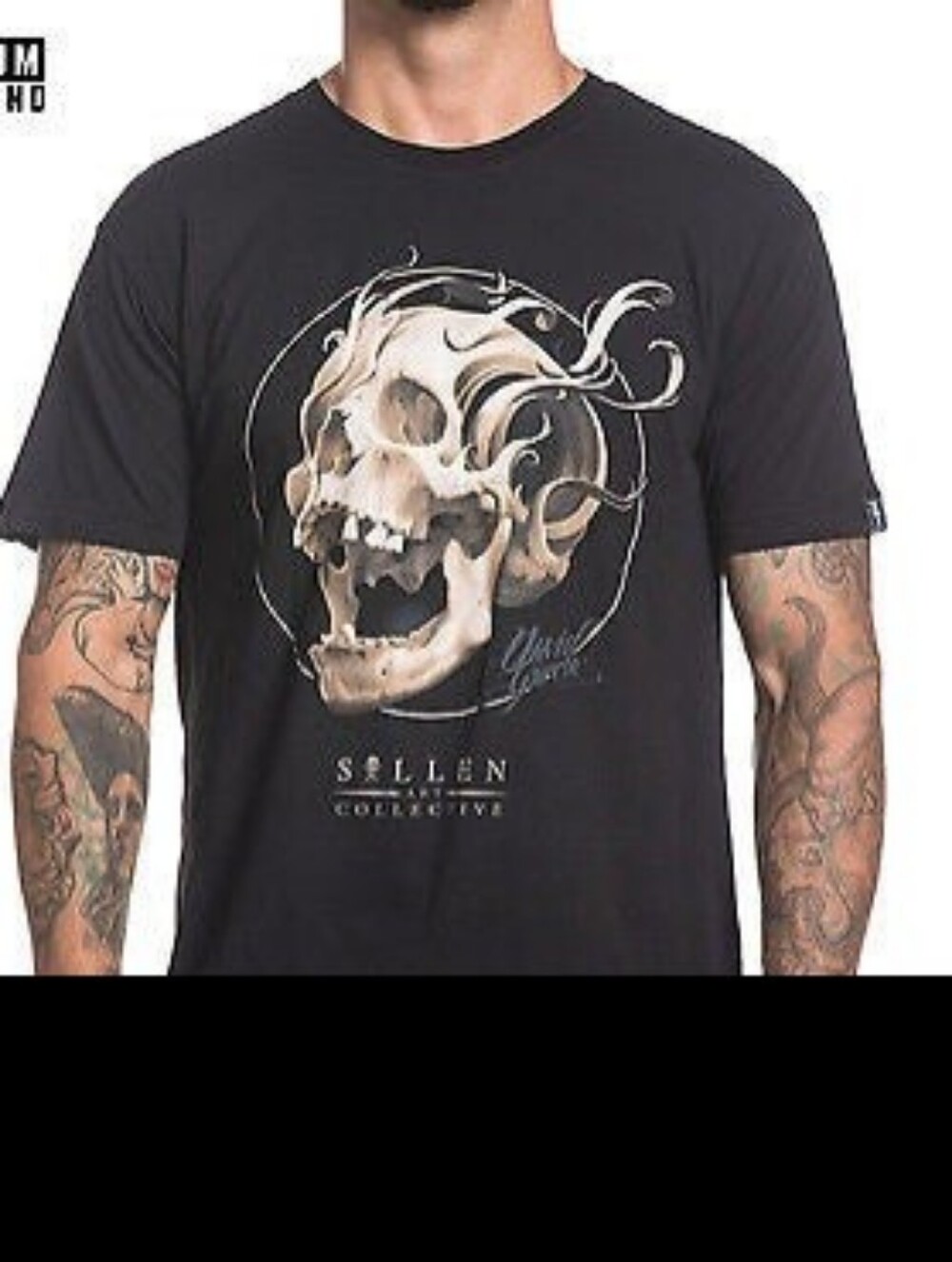 Black Graphic Skull Tee - Men